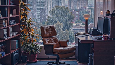 【雨景】傍晚的办公室