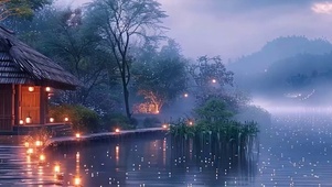 雨天乌云树木带鱼屏