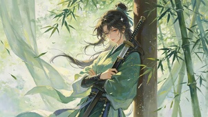 竹风漫纱女孩