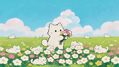 鲜花猫咪