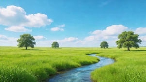 唯美草原河流