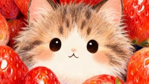 草莓猫咪带鱼屏
