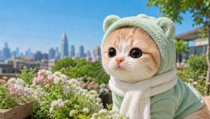 城市露台可爱治愈小橘猫