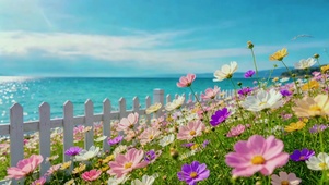 湖岸花海