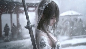 雪中古风少女侧颜