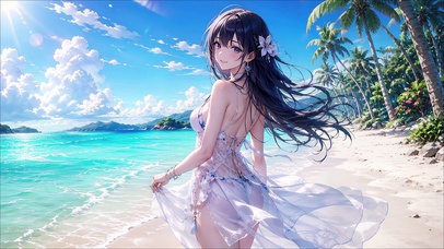 海滩动漫美女