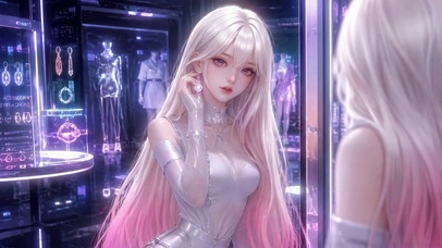 赛博朋克银发渐变美少女