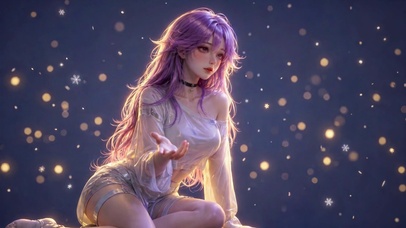 梦幻紫发二次元美少女