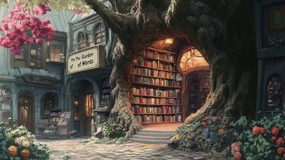 静谧小镇树洞书店街景