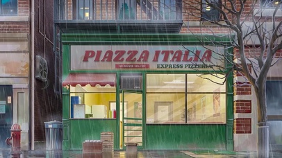 雨天街边咖啡馆