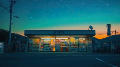 静谧夜空流星温暖商店