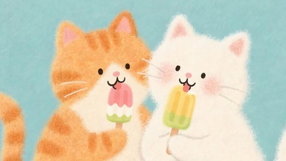 萌宠猫咪吃雪条