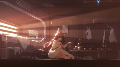 像素风动态 喝啤酒少女