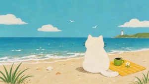 海边沙滩猫咪