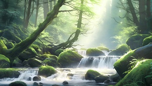 林间溪流