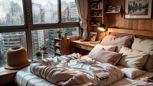 【雨景】雨天温馨的卧室