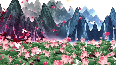 中国风荷塘仙鹤4K