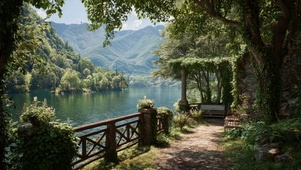 护眼绿景树木河流