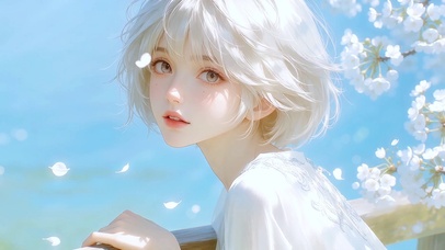 少女和花