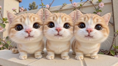 三只并排歪头的橘猫宝宝