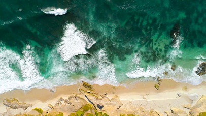 4K俯看海滩海浪