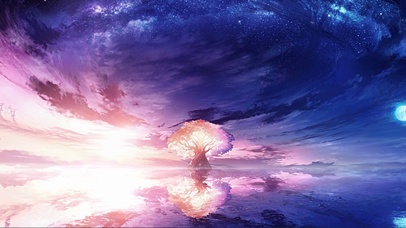治愈唯美夕阳樱花湖