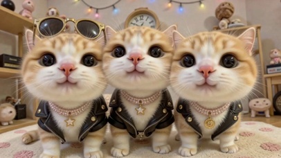 可爱炫酷三只小橘猫