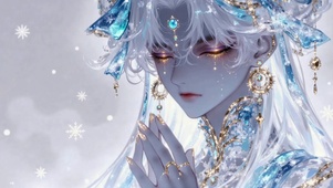 冰雪银发精致二次元美少女