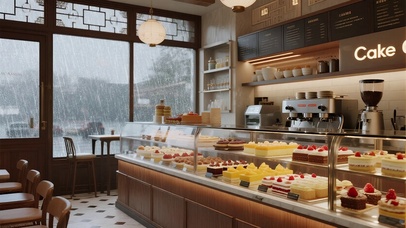 【雨景】雨中的甜品店