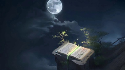 月亮高高挂起 唯美夜空