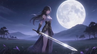 月下执剑少女