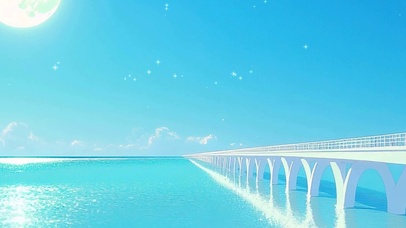 海景大桥夜景带鱼屏