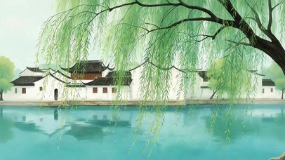湖边柳树