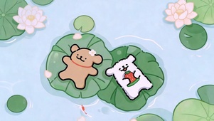 夏日悠闲线条小狗