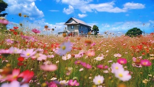 唯美花海小屋风景