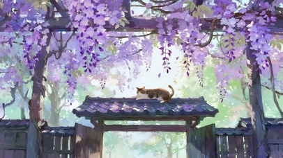 春天门楼上猫咪