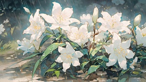 雨中白花