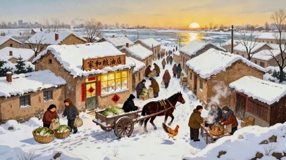 乡村的雪景