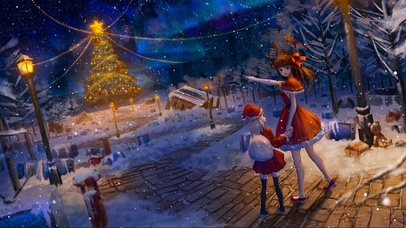 冬季星空之夜 圣诞少女