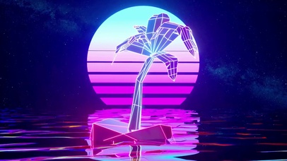 霓虹唯美海边