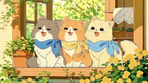 暖阳下的可爱三猫