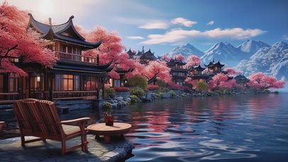 江南水乡湖边美景