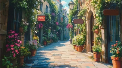 清新静谧法式无人街道