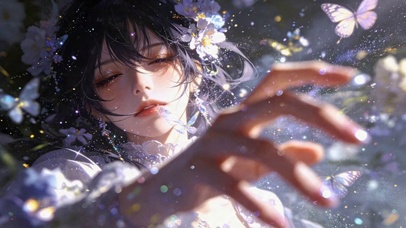 氛围感花蝶光影美少女