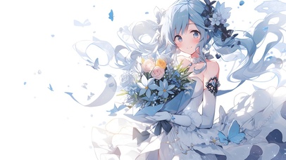 蓝色美少女唯美治愈清纯浪漫