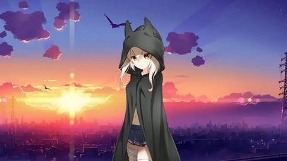 城市天台上的猫耳少女