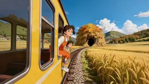 秋天田野火车