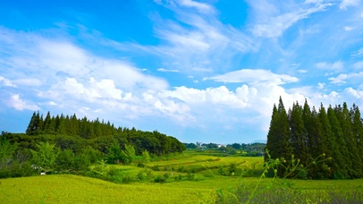 蓝天白云乡村田野