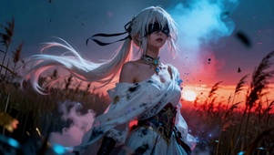 黄昏蒙眼少女