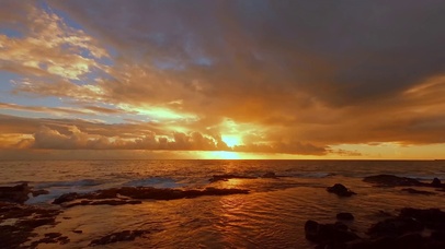 夏威夷落日海浪